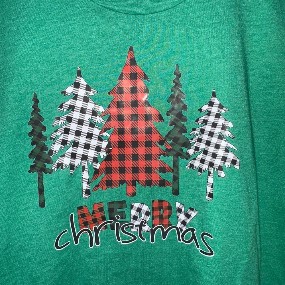 NWOT Handcrafted Merry Christmas Shirt Large-Green - Picture 2 of 4